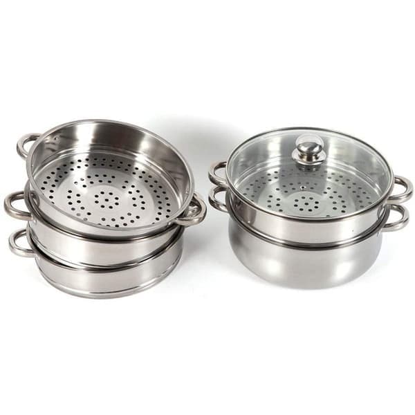 Dampkokersett, 1-lags suppegryte, rustfritt stål, 28 cm, sølv