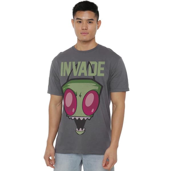 Invader Zim Invade T-shirt til mænd S Charcoal S S