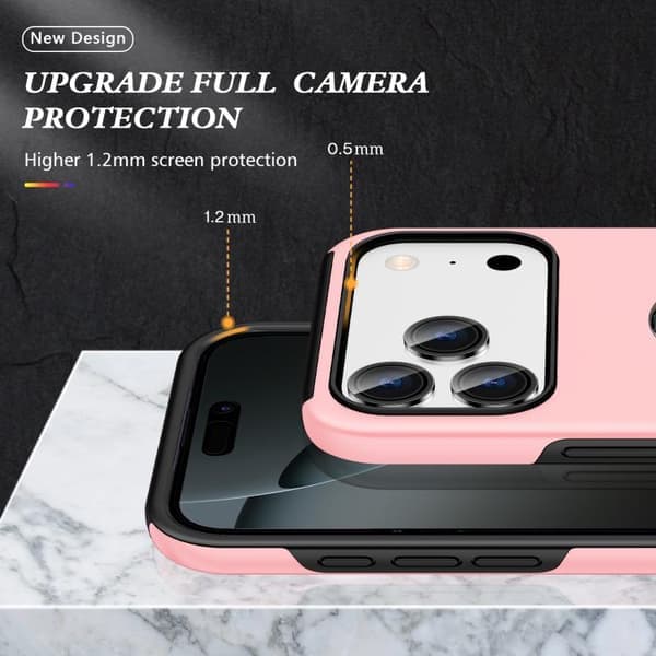 iPhone 17 Pro-deksel med magnetisk ringholder og TPU, usynlig design, rosegull Roséguld