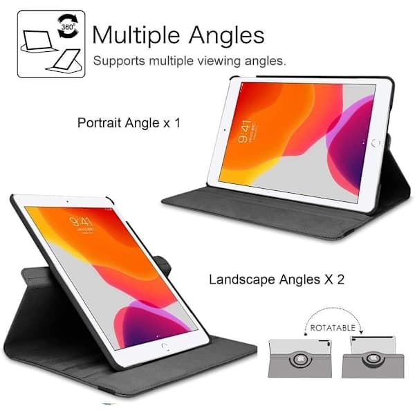 Nytt roterande fodral för iPad 10.2 \" 9:e / 8:e / 7:e generationen med automatisk viloläges- / väckningsfunktion