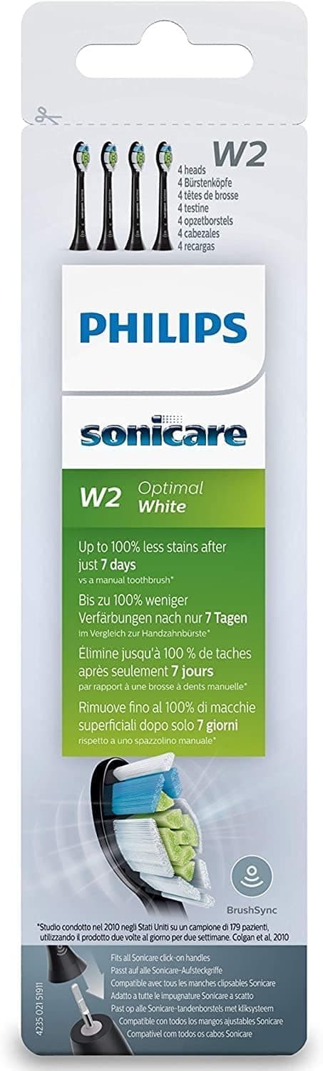 4 erstatningsbørstehoder for Philips Sonicare W2 Black W2 Black W2