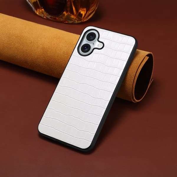 Etui til iPhone 16 Hvid Krokodillelæder