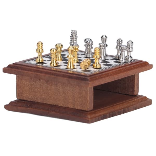 Miniatyr schackset 1:12 Dockhus Utsökt Mini Schackset Heminredningspresent