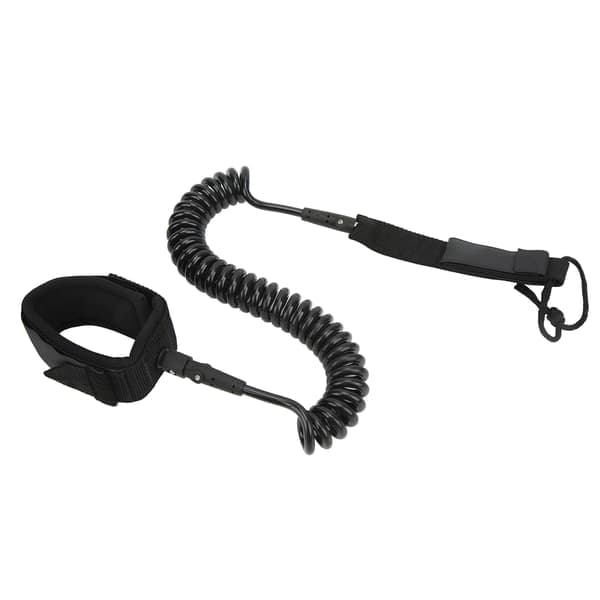 Høy elastisitet TPU Svart Justerbar Spiral Surfebrett Leash for Padlebrett Longboards 9ft 2.74m