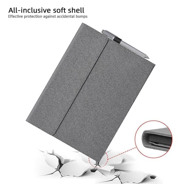 Skyddande tygtextur TPU + mikrofiberläder laptopfodral med stativ för Microsoft Surface Pro X