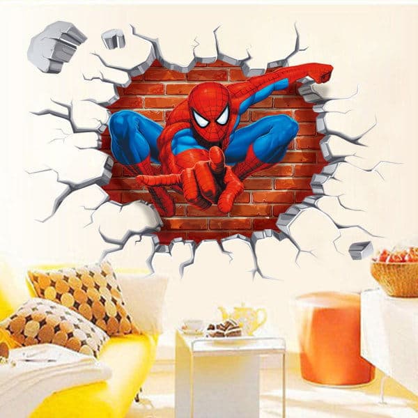 3D Spiderman Väggdekal, Barnrumsinredning, Paris Tema Heminredning
