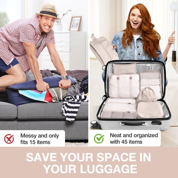 INF Organizer for koffert - Pakketerninger og vesker 7 stk Beige