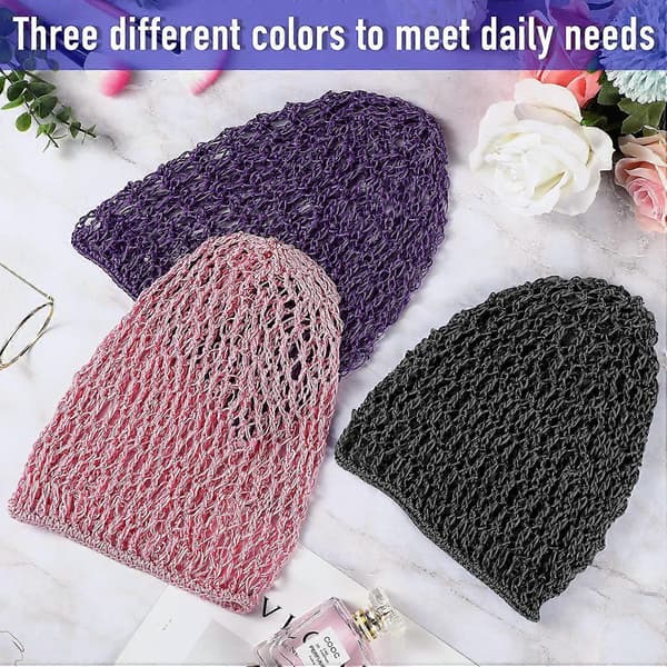 3 Stykker Mesh Hårnet Rayon Hæklet Hårnet Strikket Pullover Hat Hæklet Nattelue