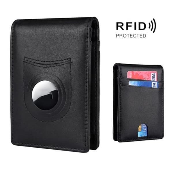 Tracker RFID Läderkorthållare, Plånbok för män för AirTag (Enfärgad)