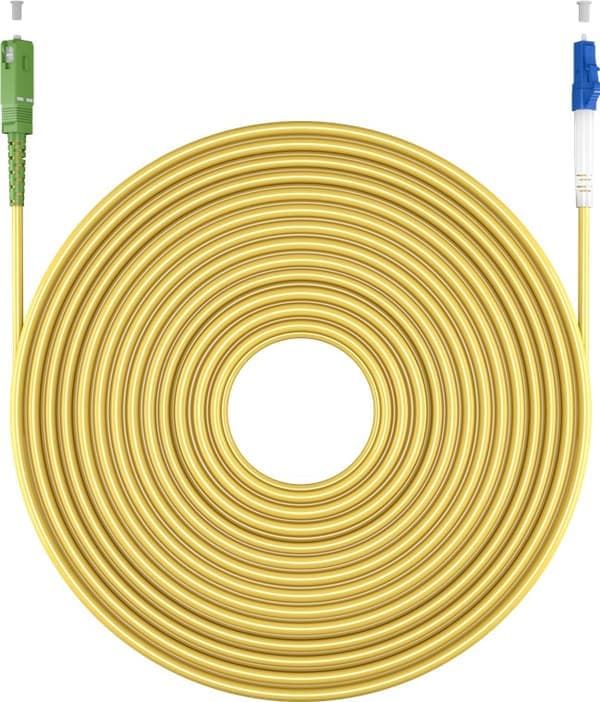 Fiberoptisk kabel (FTTH), Singlemode (OS2) Gul, gul (Simplex), 30 m
