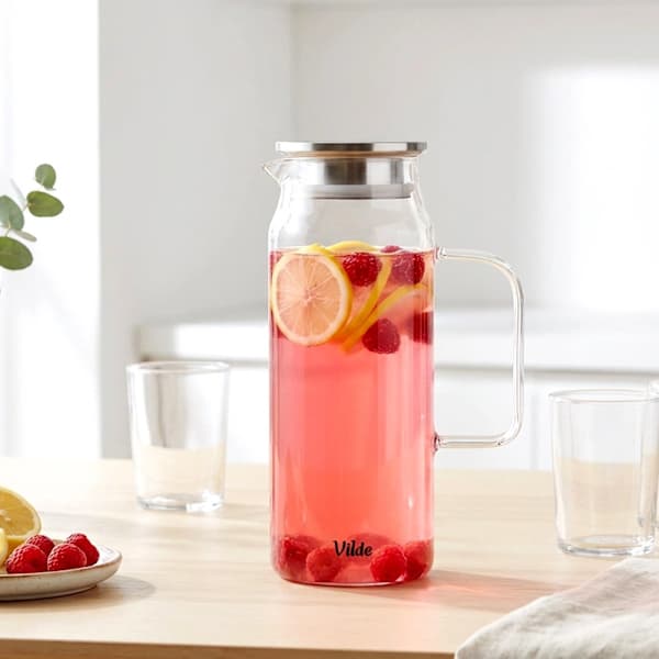 Glaskanna med lock, 1,5 l borosilikat