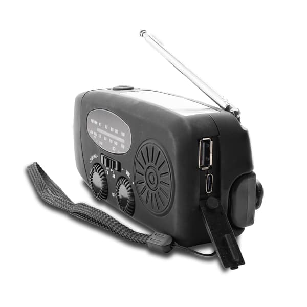 Håndsvingradio med solcelleoplader & nødtæppe / Nødradio & Powerbank