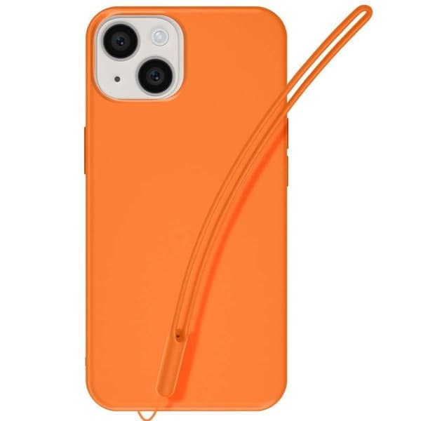 Etui til iPhone 14 - JAYM - Silikon - Snor inkludert - Håndleddsstropp inkludert - Oransje