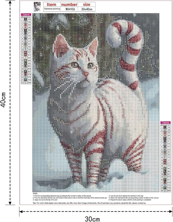 30*40CM Diamantmalingssett for voksne, katt diamantkunstsett Fu