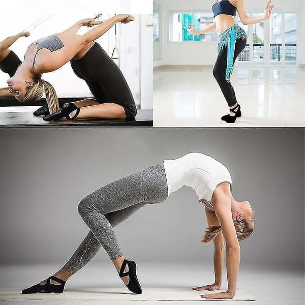 2 par yogasokker til kvinder skridsikre greb Pilates krydsbælte sokker