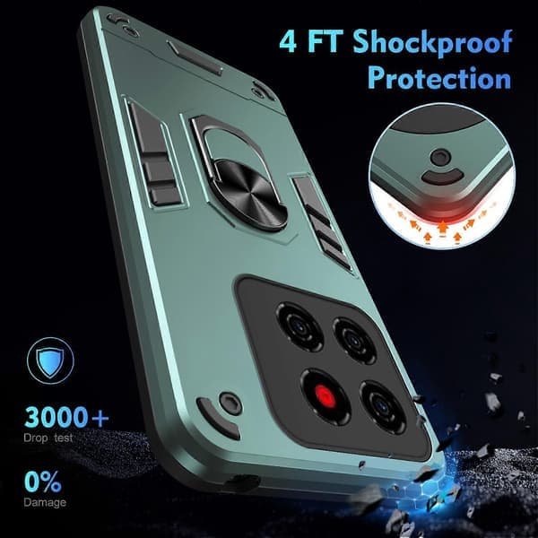 TKdaddy Til ZTE Blade A56 Cover PC + TPU Cover med Ringholder Grøn