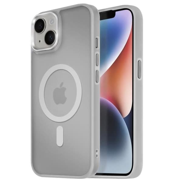 MagSafe Cover til iPhone 14 Mat Frostet Bagside Grå Kontur Grå