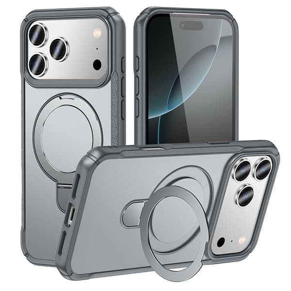 Kompatibelt magnetiskt telefonfodral med stativ för iPhone, stötsäkert och skyddande fodral grå iPhone16E grey iPhone16E