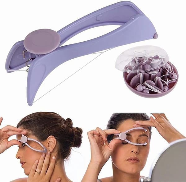 Ansigtsfjernelse med tråd-epilator og 10 ekstra tråde til kvinder – øjenbryn og ansigt