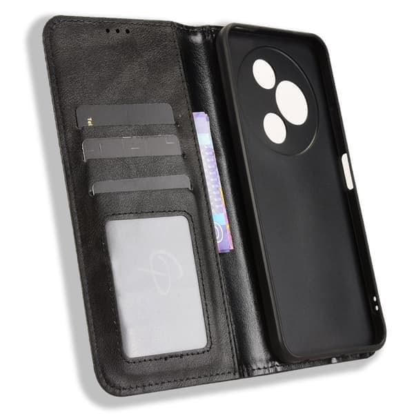 Til TCL 605 4G / 60 SE Pung Etui med Stand Retro Tekstur - Sort Sort