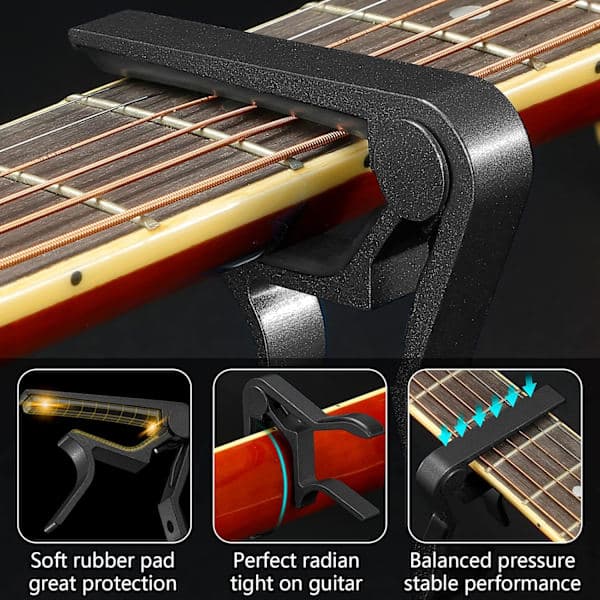 Gitarr Capo Snabbt Byte Capo för 6-strängad Akustisk Gitarr Elgitarr Klassisk Gitarr Ukulele Capo (Svart) Svart