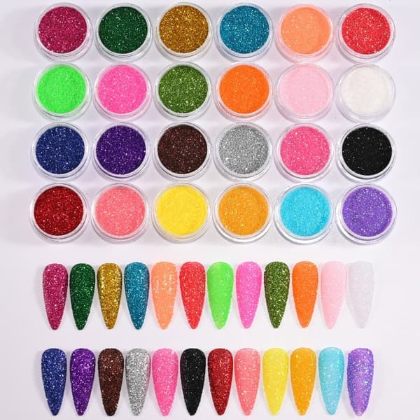 24-pakkaus kynsien glitteriä eri väreissä