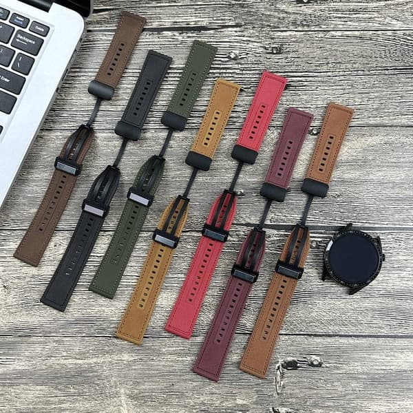 Universal 22 mm PU-læder og fleksibel urrem med magnetisk foldespænde - Gul Gul