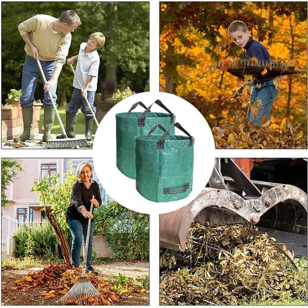 2-pack 500L trädgårdsväskor, kraftiga trädgårdsavfallspåsar, robusta och vikbara PP-avfallspåsar, UV-stabila (2-pack - 500L, grön)