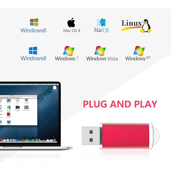 32GB USB 2.0 Flashdrev med Nøglering 32GB Vandtæt USB Hukommelsesstick til Computer Backup