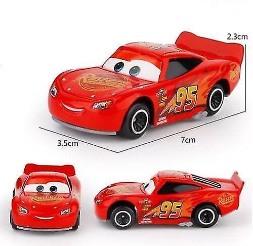 Set med 6 Pixar Bilar Blixten McQueen racerbilar, en barnpresent.