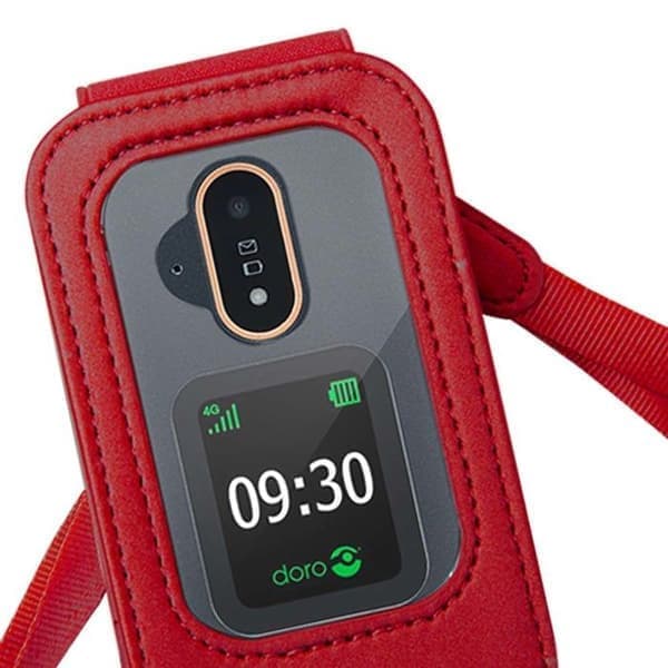 Etui til telefon Doro 7080 / 6880 / Leva Folio Flap med snor BigBen Rød Rød