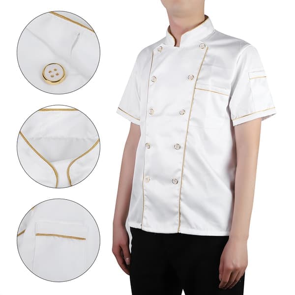 Kockuniformer, kortärmade kockuniformer för hotellrestaurangkök och kafeteria (XL)