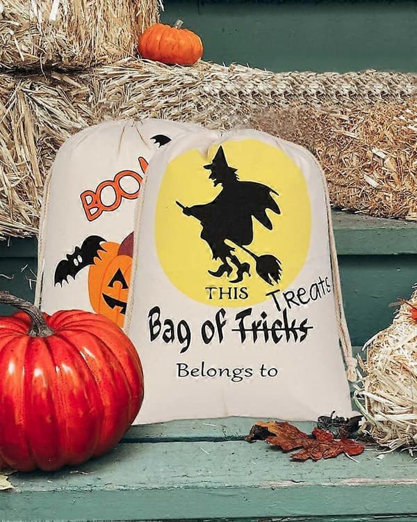 2-pack Halloween Trick or Treat-väskor Återanvändbar Halloween Canvas Presentpåse Godispåse