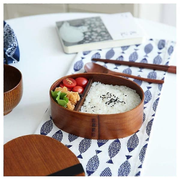 Trämatlåda, matbehållare, bento i japansk stil, barnmatlåda, skolservis, skållåda