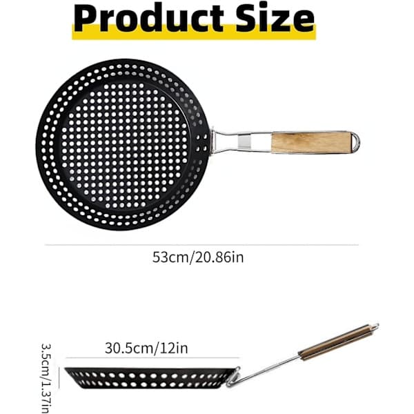 BBQ Non-stick stekepanne, grillpanne i rustfritt stål, avtakbart utendørs grilltilbehør
