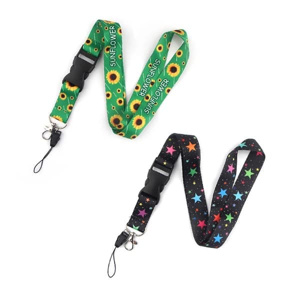 Praktisk lanyard (solsikke/stjerner) Sort