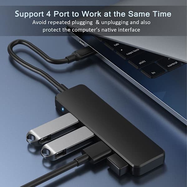 USB 3.0-hub, 4-ports splitterforlænger til bærbar computer, Xbox, USB-flashdrev, harddisk, printer, kamera