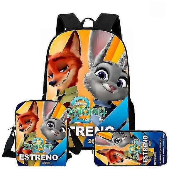Zootopia 2 Skolryggsäck Bokväska Isolerad Lunchväska Pennfodral Set Present Storbritannien