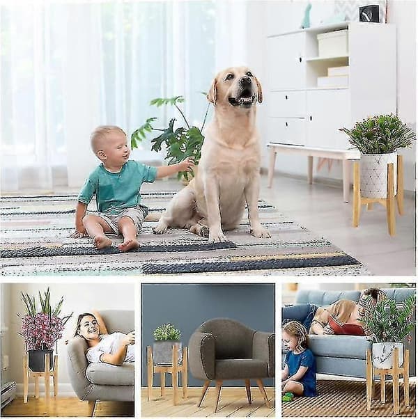 Säädettävä kasviteline, bambu, moderni sisäkasviteline, ruskea Brown