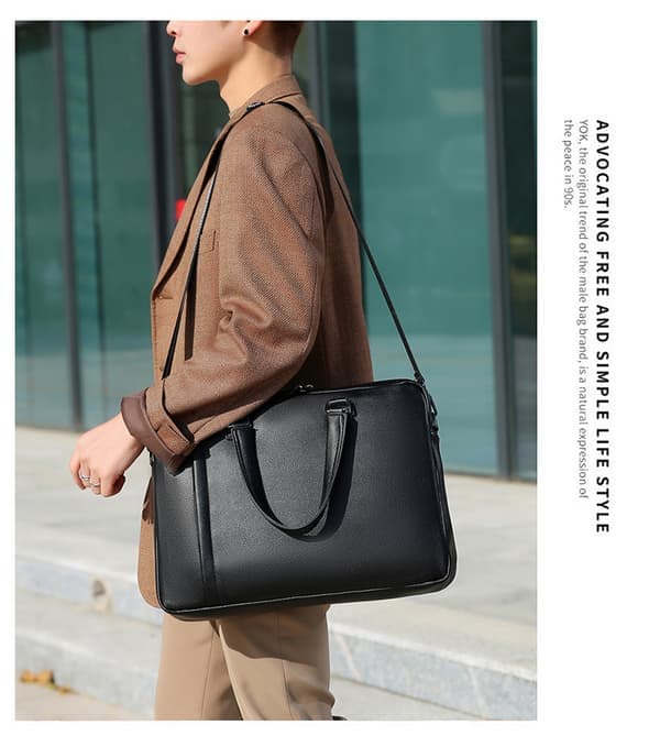 Business Attachétaske Stor Kapacitet Crossbody Taske Computertaske (Sort)
