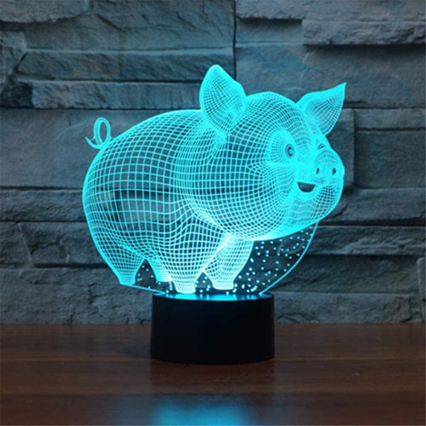 Dyr Gris Leke 3D Illusions Nattlys Smart Berøringslampe, Kreativ RGB Led, Julegave Bursdagsdekorasjoner