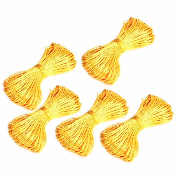 5 st flätad sladd 2mm x 20yard polyester flätad rep för DIY smyckestillverkning (gul)