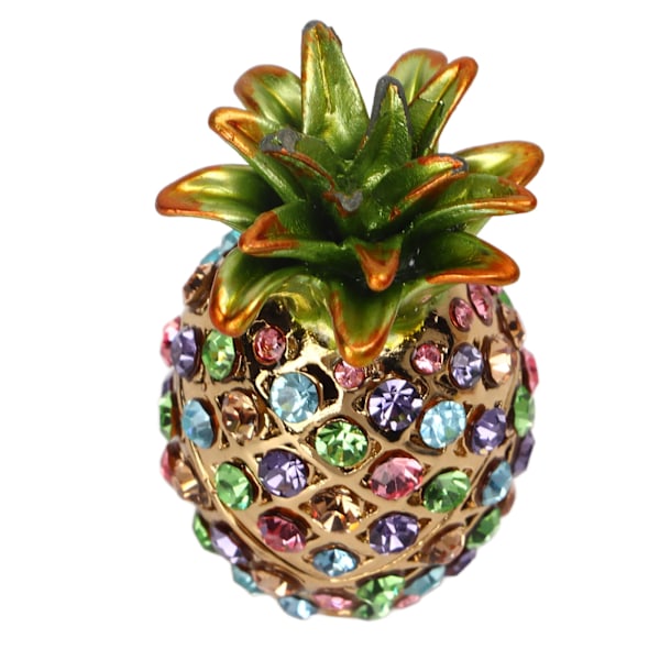 Ananas Trinket Box Mini Storlek Rhinestone Legering Livfulla Färger Bred Applikation Bejeweled Box för Smycken Toalettbord