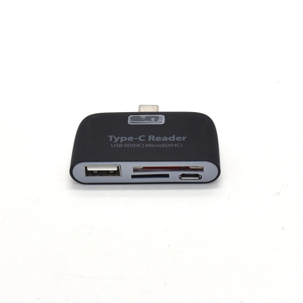 Ny USB3.1 typ-c HUB+TF SD mobiltelefon ype-c otg-kortläsare Svart