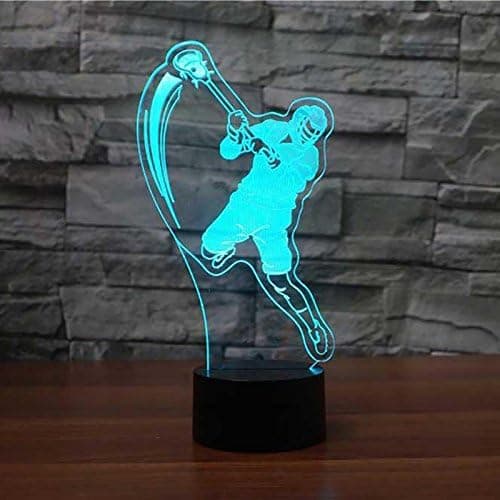 3D Lacrosse Spiller Natlampe Touch Switch 7 Farveskift L