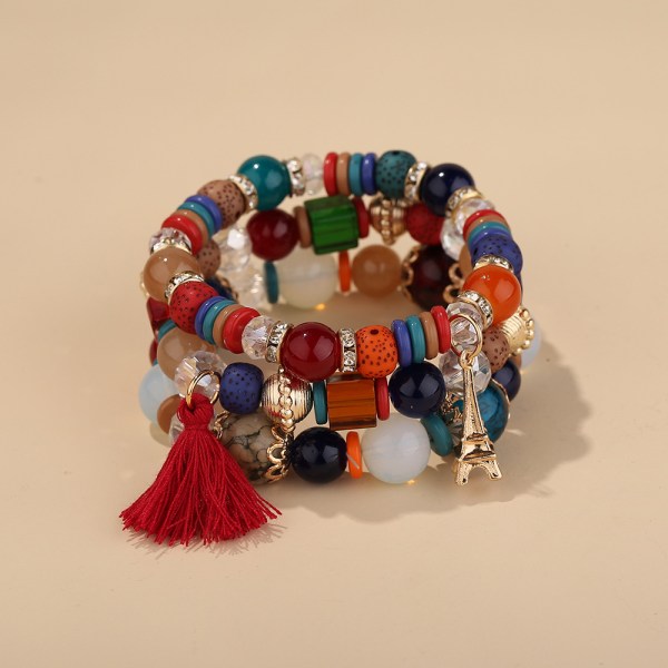 1PCS Bohemian Stackable Bead tassel Bracelets för kvinnor Stre