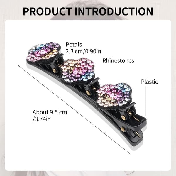 8-pack glittrande kristallsten flätade hårklämmor | Strass - Prydd med 3 små klämmor för enkel flätning 8Pcs