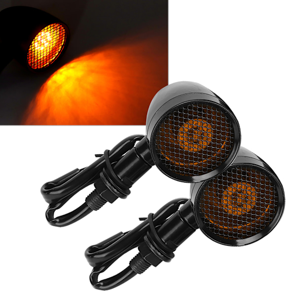 Universal Motorcykel Retro Bullet Gitter LED Blinklys Bremslys Metal Skall Blinklys Sort Skall Gul Linse