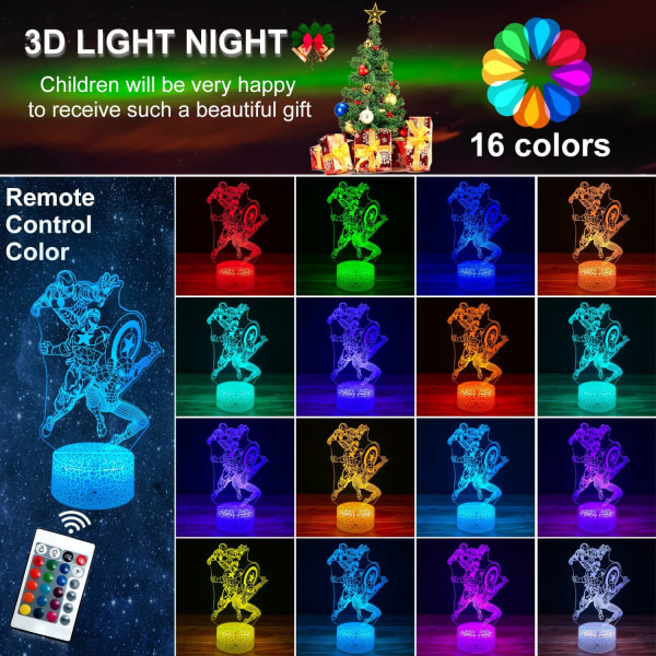 Pojkegåvor Nattlampa för barnrum LED-dekor 3D Illusion La