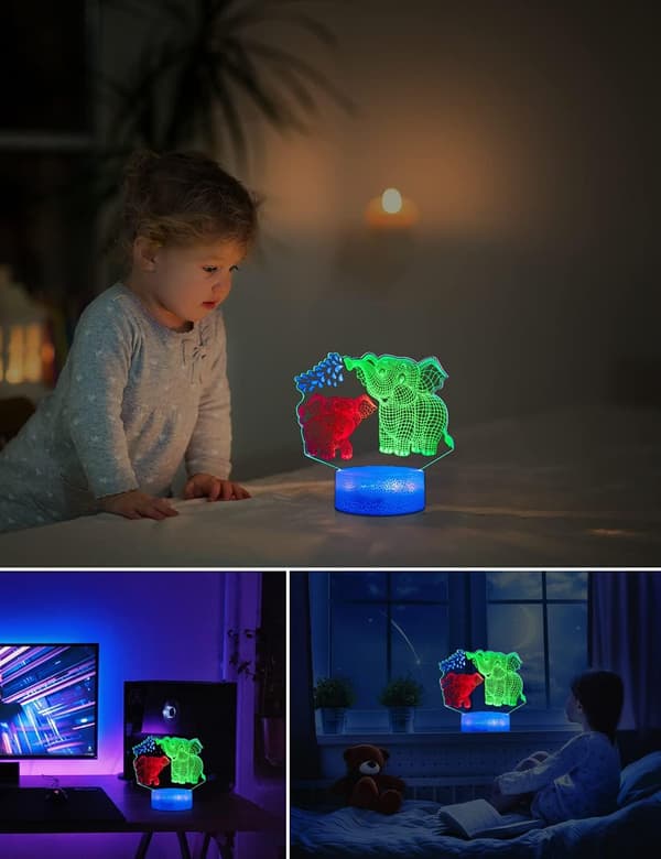 3 i 1 Opgraderet Dyr Pingvin 3D Illusionslampe Rumindretning B